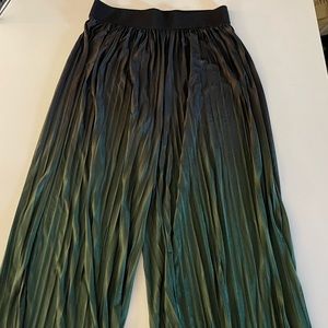 Green/Black Pleated Pants